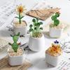 Creative Handmade Glass Potted Plants Floral Ornament Flat Bottom Cute Mini Bonsai Vivid Portable Glass Bouquet Statue Home