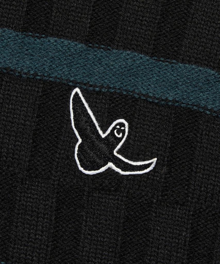 Mark Gonzales Angel Stripe Polo Knit Cardigan - Black