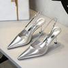 Fashion Banquet Rhinestone Pointed Head Shallow Mouth Single Shoes Femininity Hollow Back Strap Stiletto Women's Shoes