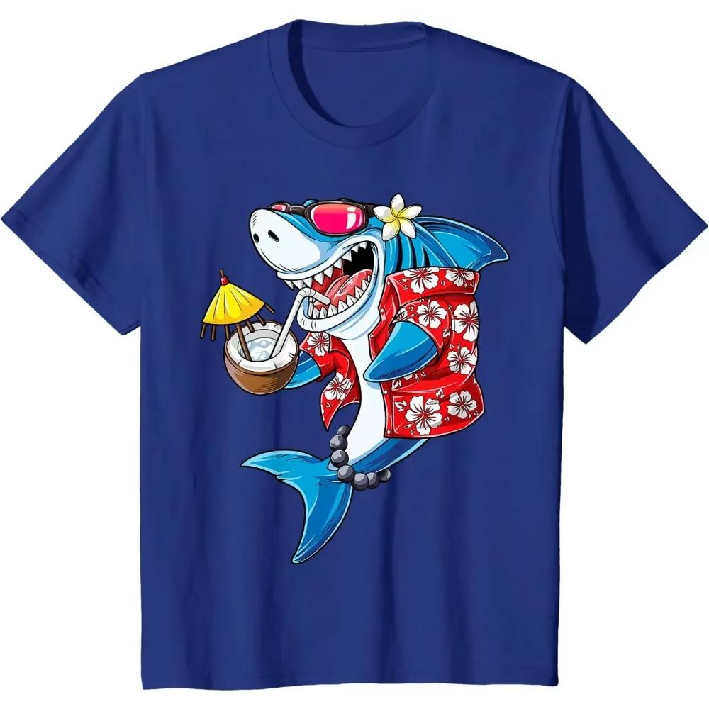 Shark Hawaiian Funny Aloha Hawaii Beach Gifts Men T-Shirt Casual Cotton Daily Four Seasons Streetwear Graphic T Shirts
