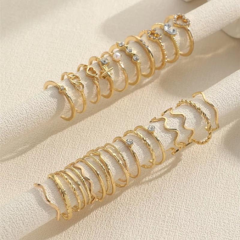 Fashion Geometric Knuckle Rings Set For Women Vintage Crystal Heart Gold Color Rings Girls Party Jewelry Accessories Gifts 2026