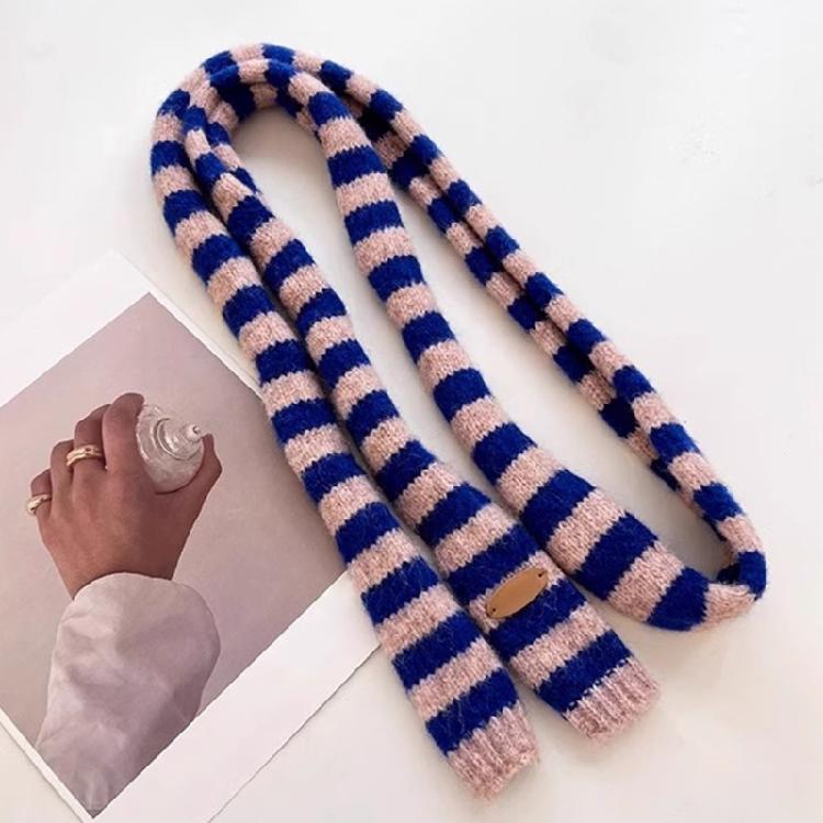 Knit Long Choker Striped Scarf for Women Harajuku Style for Jeans or Dresses