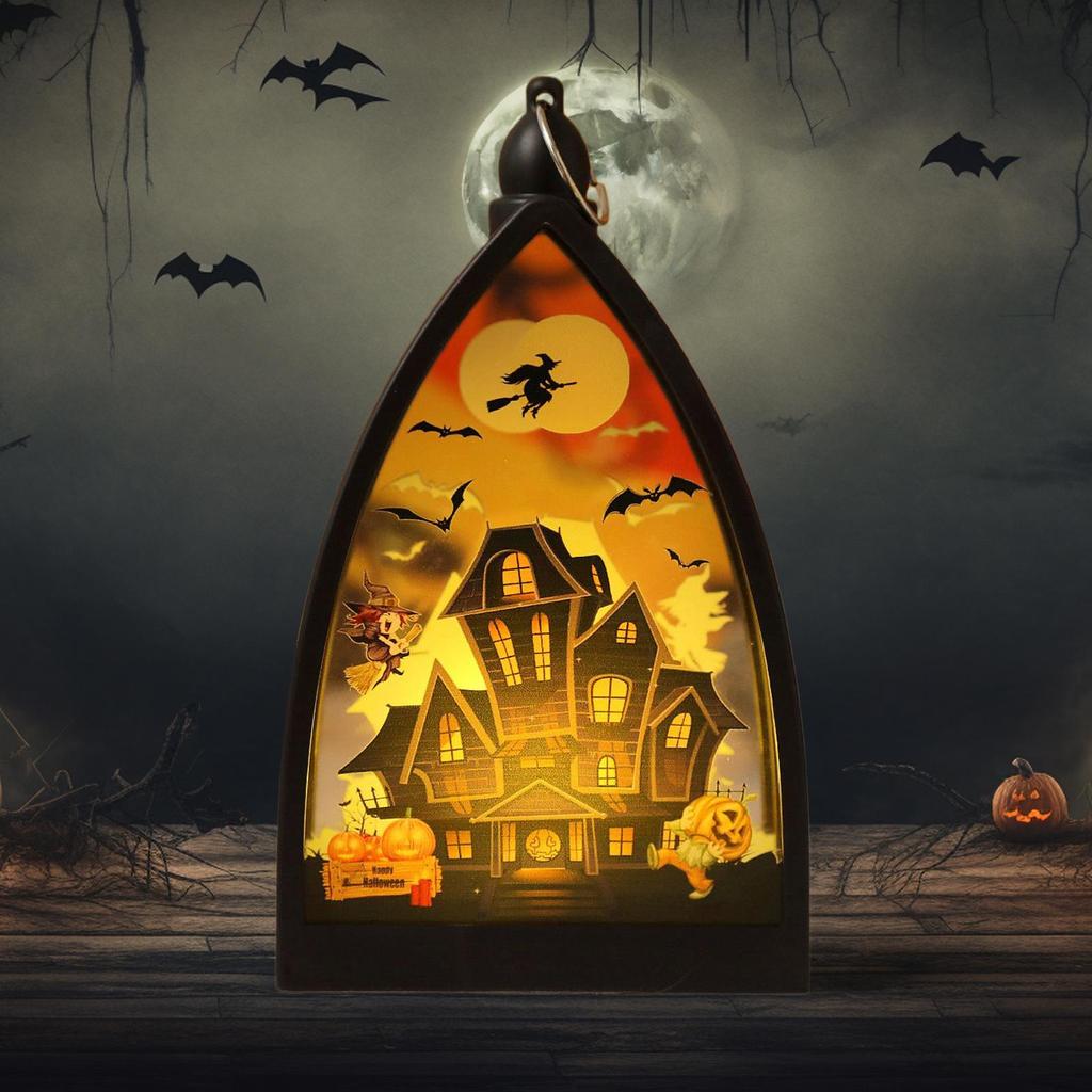 2025 Halloween Witch Pumpkin Lantern LED Vintage Skull Pumpkin Castle Lanterns Centerpieces Halloween Jack-O-Lantern Decoration