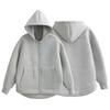 Yousheng Women Fall Winter Hoodie Thick Hooded Zipper Closure Long Sleeves with Big Pockets Solid Color Loose Elastic Cuffs Drawstring Sport Coat