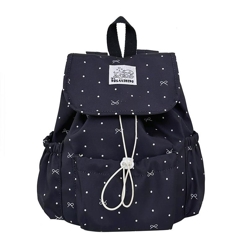 Schoolbag Bow Polka Dot Strap Backpack Female College Style College Student Commuter School Bag Niche Leisure Travel Small Backpack