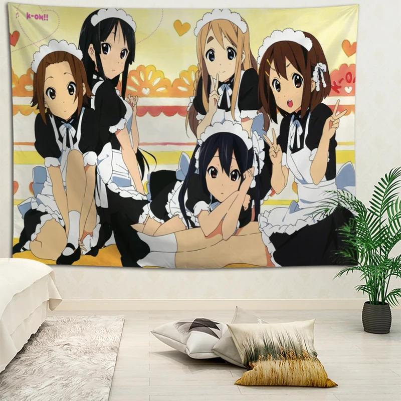 VIKAMA KOn Maid Anime Tapestry Cute Girl Design 2D Flat Kawaii Wall Decor Ideal for Bedroom Styling Photo Backdrops