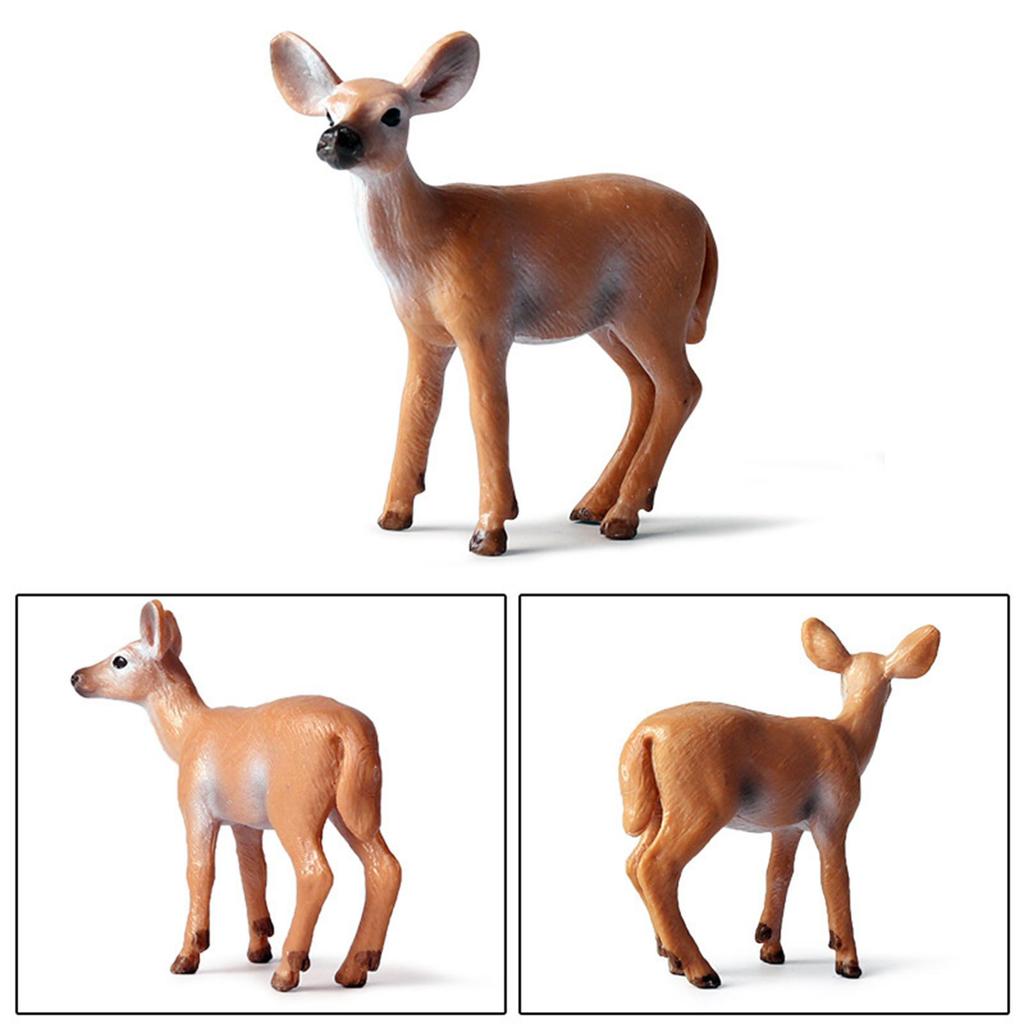 6PCS Christmas Simulation Elk Model Ornaments Washable Cartoon Animals Craft Ornaments Xmas Decor for Forest Party and Cake Decoration