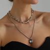 Vintage Women's Double-layer Collarbone Chain Necklace Bracelet, Black Acrylic Crystal Gemstone Necklace, Elegant Party Jewelry