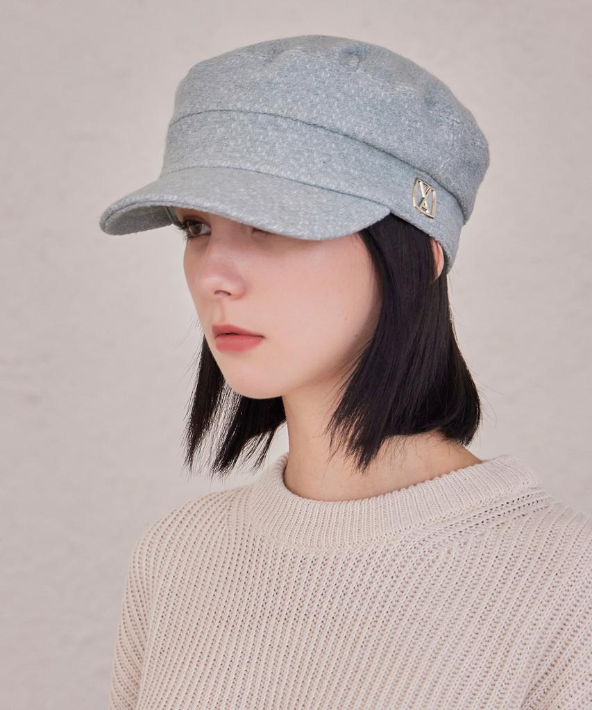 Bajal Va Square Studded Wool Sailor Cap Mint