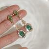 "Yu Zhuo Lake" Needle-plated Romantic Green Zircon Flash Gentle Earrings Court Earrings
