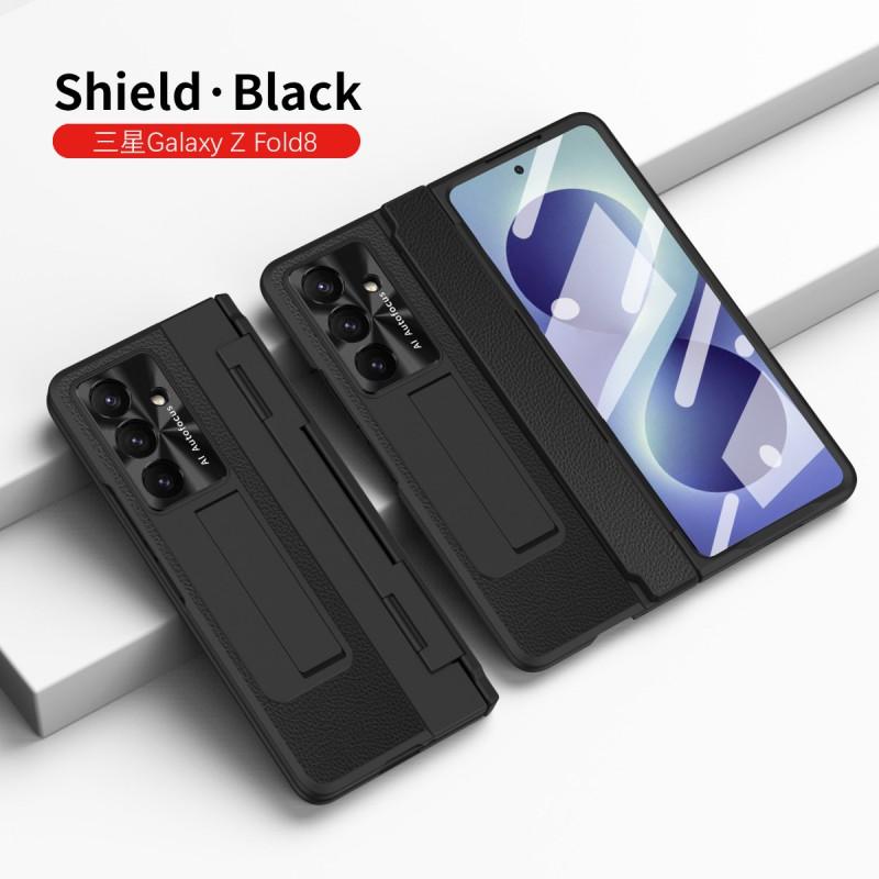 Full Coverage Foldable Phone Case Galaxy Z Fold8 Fold7 Fold6 With Kickstand Shockproof PC Shell Vegan Leather