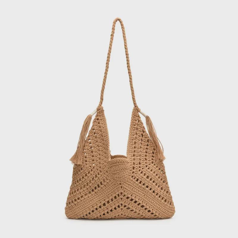 Gestrickte Retro-Umhängetasche mit Innentasche – Modische gewebte Pendler-Handtasche