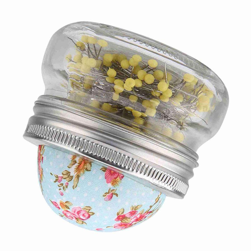Glass Bottle Pin Sewing Cushion Round Pearl Large Headed Pins Holder Diy Sewing Kit