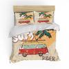 Husă de pilotă Surf, hippie, clasic, autobuz vechi, placă de surf, libertate, vacanță exotică, viață schițată, artă galbenă și portocalie, decor de cameră pentru femei și bărbați