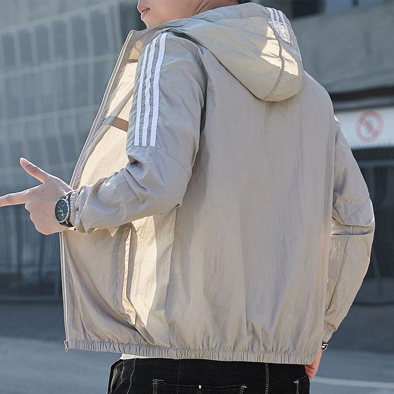 Fashion Solid Colour Sunsuit Men's Summer Ice Silk Breathable Hooded Fishing Clothes Outdoor Sportswear Quick-drying Skin Coat Jacket