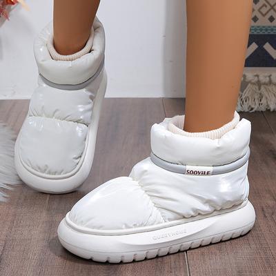 Women's Waterproof Down Cotton Padded Shoes Warm Plush Thick Bottom Snow Boots Women Platform Non-Slip Winter Ankle Boots