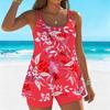Dames Badkleding Tankini 2-delig Zwempak Tropische Vakantie Print Vakantie Zwempakken