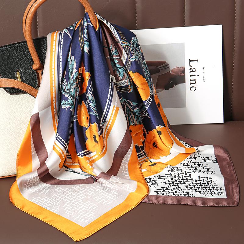 New Silk Shawl Square Scarf for Women Neckerchief Female Headband Hair Wrap Print Ladies Foulard Fashion Hijab Bandana
