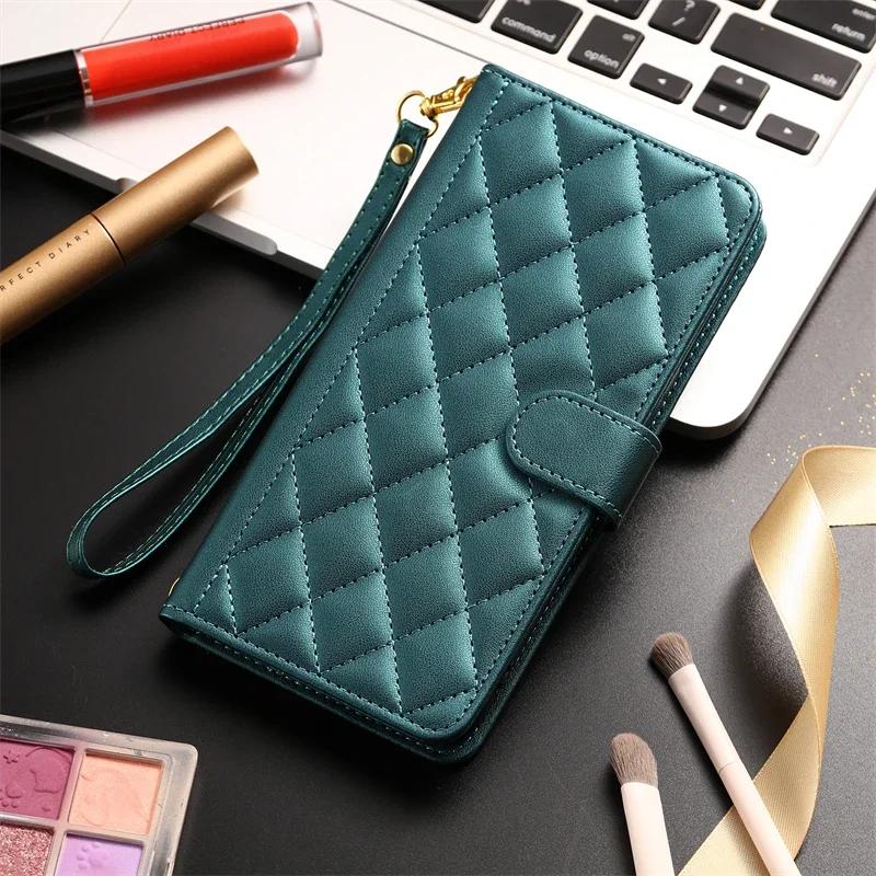 Checkered Leather Wallet Case for Samsung Galaxy A17 A16 A26 A36 A56 A15 A25 A35 A55 A05S S25 S24 Ultra FE Edge Flip Bag Cover