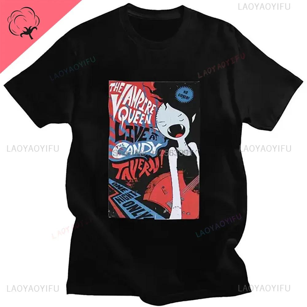 T-shirt en coton Adventure Time à la mode Marceline la Reine Vampire T-shirt à manches courtes Été Col rond Vêtements Unisexe Hauts Décontractés