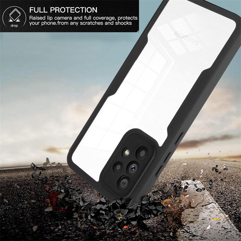 Para Capa Samsung Galaxy A53 5G À Prova de Choque Proteção de Tela Inteira 360 Capa de Telefone Para GalaxyA53 A 53 Com Borda de Silicone PC Funda