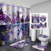 Fashion Sea World Dolphin Shower Curtain Set Bathroom Shower Curtain Set Non-Slip Bath Mat Toilet Lid Cover Polyester Waterproof