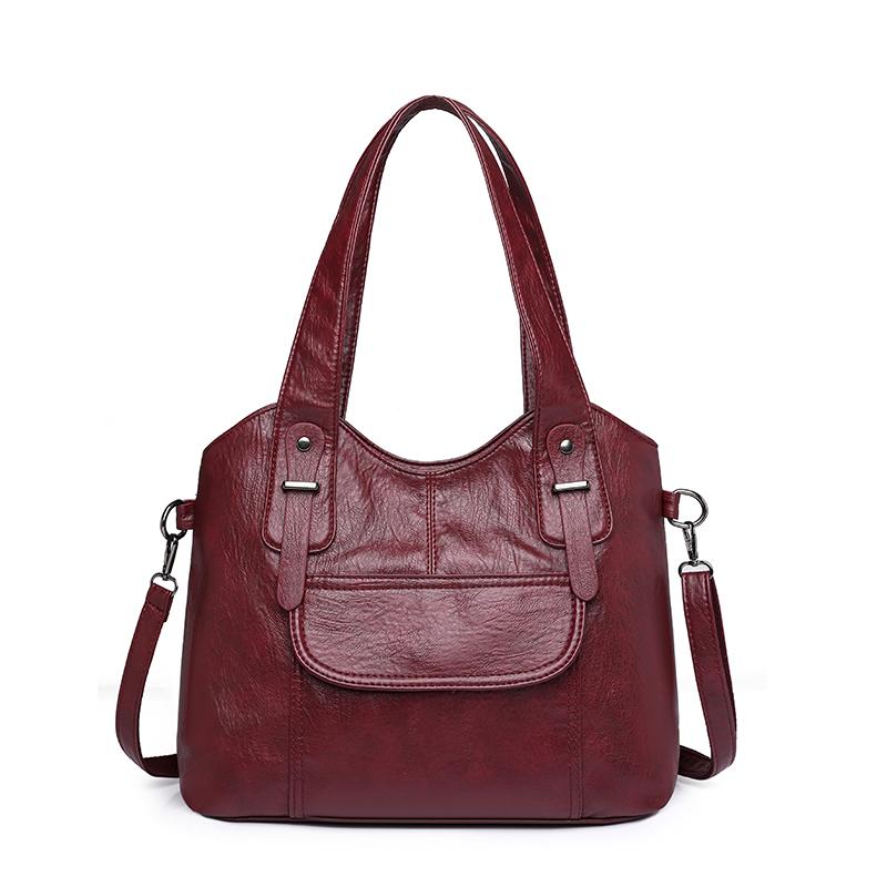 Elegante, einfarbige Umhängetasche aus PU-Leder für Damen mit Reißverschluss, Polyester-gefütterte Tragetasche, vielseitige Handtasche für die Arbeit und den Alltag