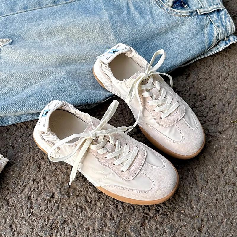 Leather Women's New Ballet Lace-up Retro Versatile, Lightweight and Breathable Sports Little White Shoes