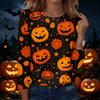 Women's Halloween Print Crew Neck Long Sleeve Pullover Sweatshirt Casual Fit Lightweight Top for Seasonal Wear