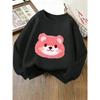 European Sizes Crewneck Sweatshirt for Kids Featuring a Pink Bear Face Design, Soft And Comfy Sports And Casual Wear Is Perfect for Kids