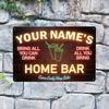 Segno in Latta Metallico Personalizzato con Nome per Bar di Casa D, Decorazione Murale Stile Neon Personalizzato per Pub Man Cave