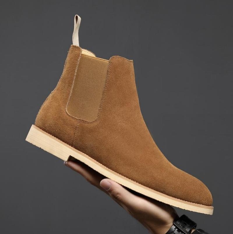 Botas Chelsea clásicas retro de cuero genuino para hombre, botines de moda para hombre, botas cortas informales de estilo británico, zapatos de caña alta