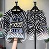 Fashion Personalized Colorful Stripes Letter Printed Men's T-shirt and Shorts 2 Piece Set Summer Casual Outfit for Men's and Women's T-shirt Set