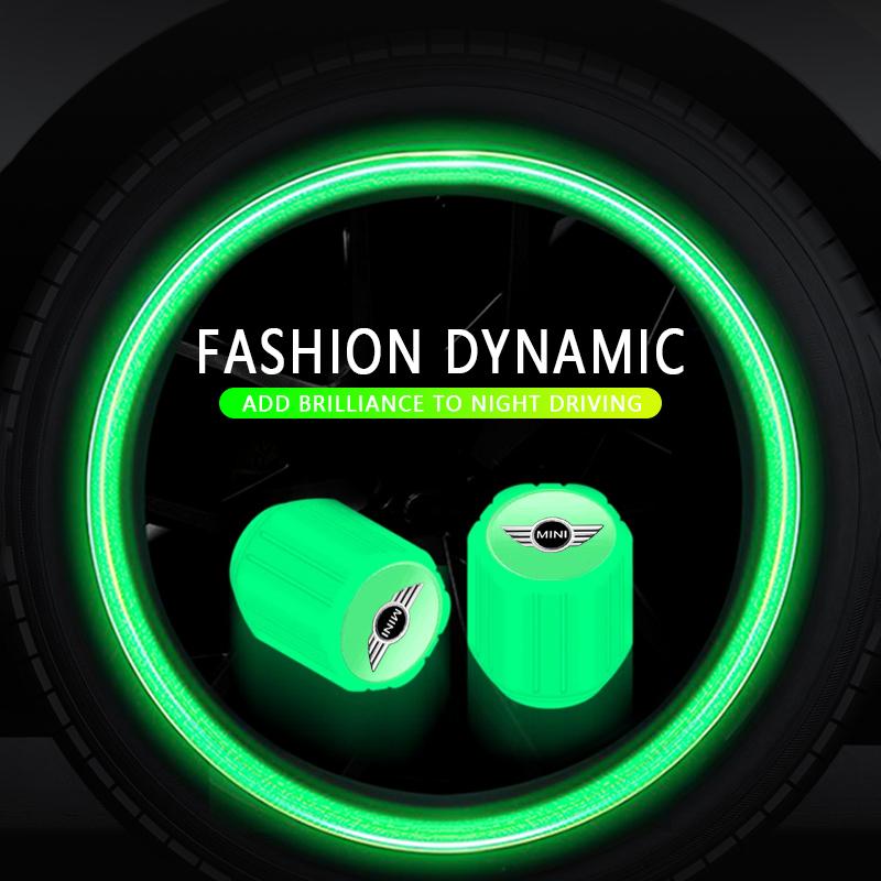 Luminous Car Tire Valve Caps Fluorescent Motorcycle Wheel Tyre For Mini Cooper One S Clubman R50 R53 R56 R60 F55 F56 R57 R58 R59