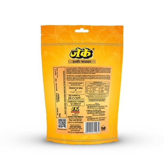 JK Haldi (Kurkuma) Pulver, 250 Gramm | Natürliches goldenes Kurkuma | 100 % vegan | OHNE Zusatz von Aromen und Farbstoffen | Perfekt für die indische Küche (Packung mit 1)