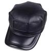 Men's Winter Genuine Cowhide Leather Flat Cap with Ear Flaps - Stylish and Warm for Middle-Aged and Elderly