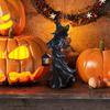 Yousheng LED Witch Lantern Ornament Halloween Faceless Ghost Sculpture Holding Lantern Vintage Resin Witch Statue for Yard Patio Lawn Decor