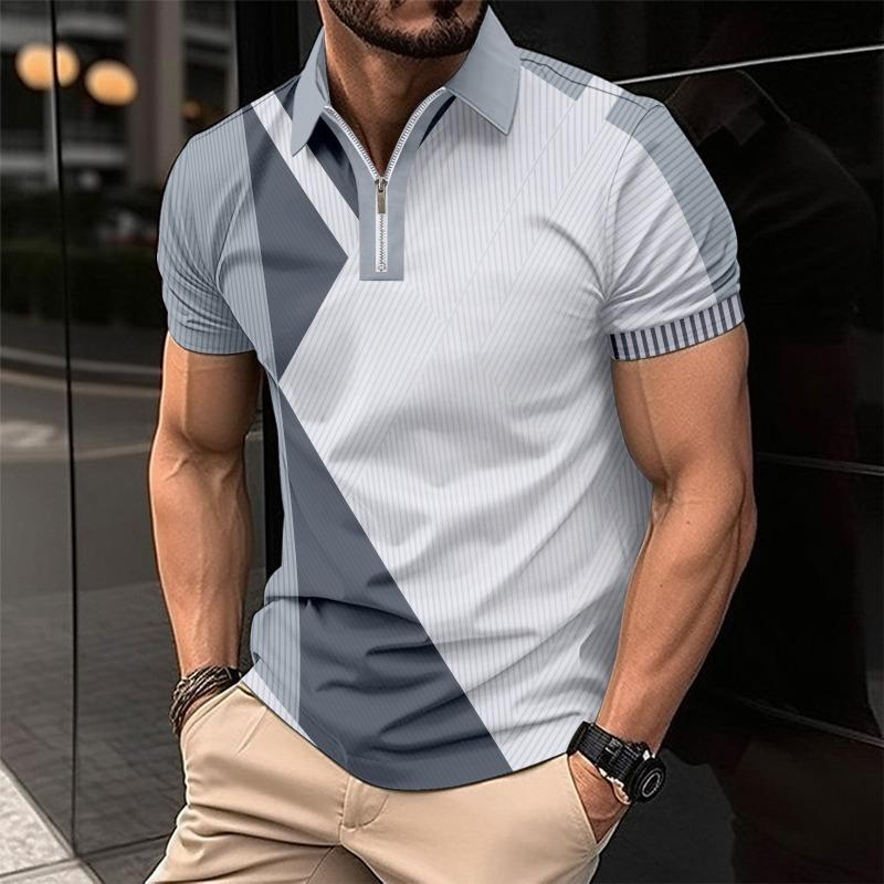 Herren Kragen Mode Slim Fit Color Block Herren T-Shirt POLO Shirt