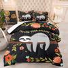 Sloth Comforter Bedding Set Twin for Boys Girls, 3D Cute Sloth In Energy Saving Mode by Huging Trees Sleeping, Soft Microfiber