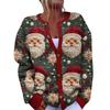 Women's Fashion Christmas Printed Long Sleeve Knitted Cardigan Button Down Jacket