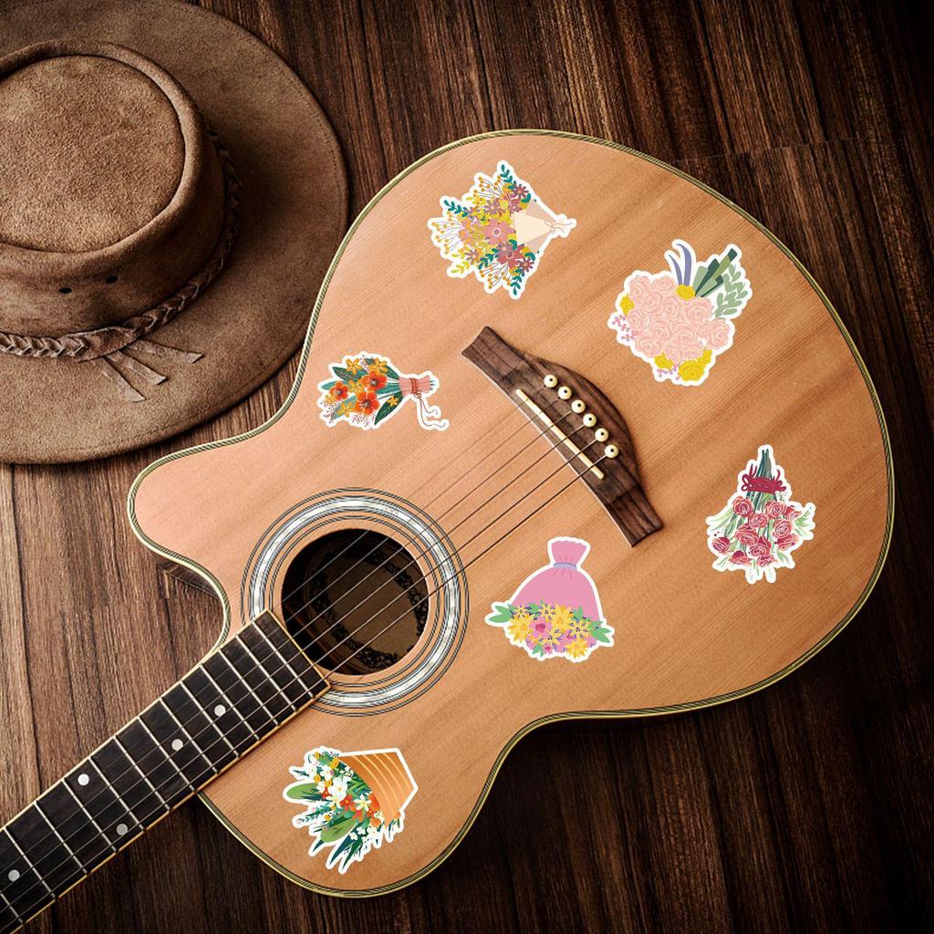 Waterproof Decorative Stickers: 100 Handheld Flower Designs for Guitar, Phone, Fridge, Suitcase