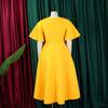 Summer Women's Dress Plus Size Flared Sleeve V-Neck Fashion Temperament Large Skirt Hem Dresses