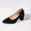 Fashion 7cm Root Heels Sexy Pointed Women Shoes Soft Touch Thick Solid Color Shallow Mouth Slip-on Women's High Heels