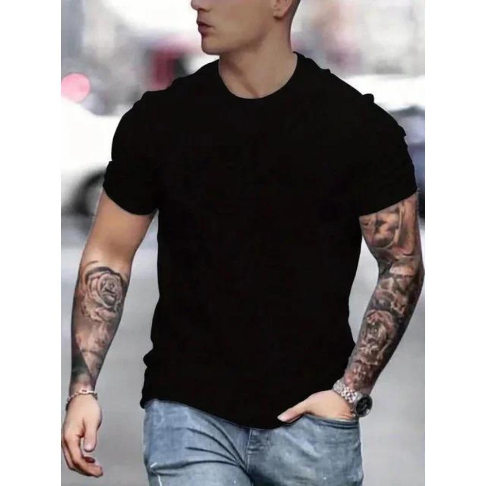 New Skull And Crow Pattern Print Mens Creative Top Casual Short Sleeve Crew Neck T Shirt, Men's Clothing For Summer Outdoor