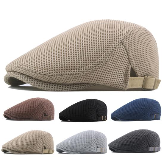 Convenient Men Hat Perfect Gifts Polyester Hollow Washable Men Beret Cap for Daily