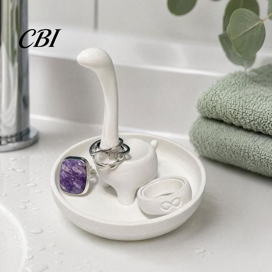 Elegant Jewelry Storage Solution 3D Printed Creative Finger-Shaped Tray, Minimalist Ring & Necklace Holder Durable Box with Partitioned Storage, Matte