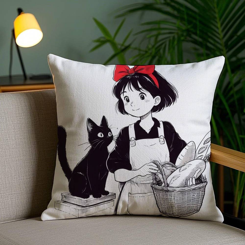 Fantasy Movies K-Kikis Delivery Service-MT Pillow Case Plush Linen Soft Double Sided Printed Design Throw Cushion Decorative