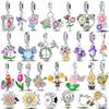 Breloques Fleurs Argentées 925 Perles Pendentifs Tournesol Papillon Pendantes pour Bracelet à Pavage CZ Fabrication de Bijoux DIY