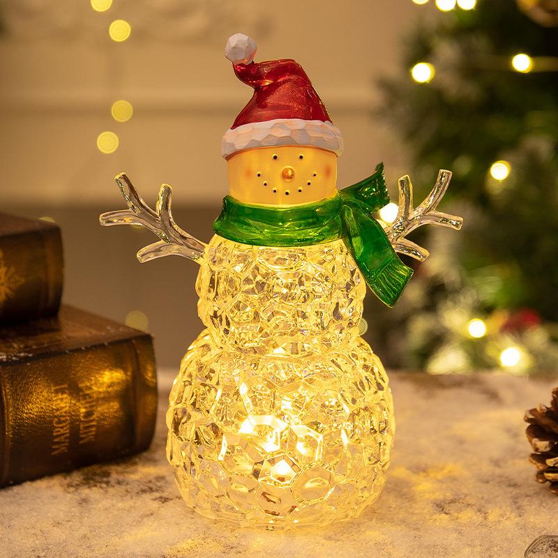 Christmas Decorations Snowman Night Light Glowing Snowman Desktop Ornaments Christmas Gift Decoration