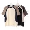 2025 Summer Heavyweight 260G Raglan Colorblock Short Sleeve T-shirt - Trendy Hong Kong Style for Men and Women, Casual Versatile Half Sleeve
